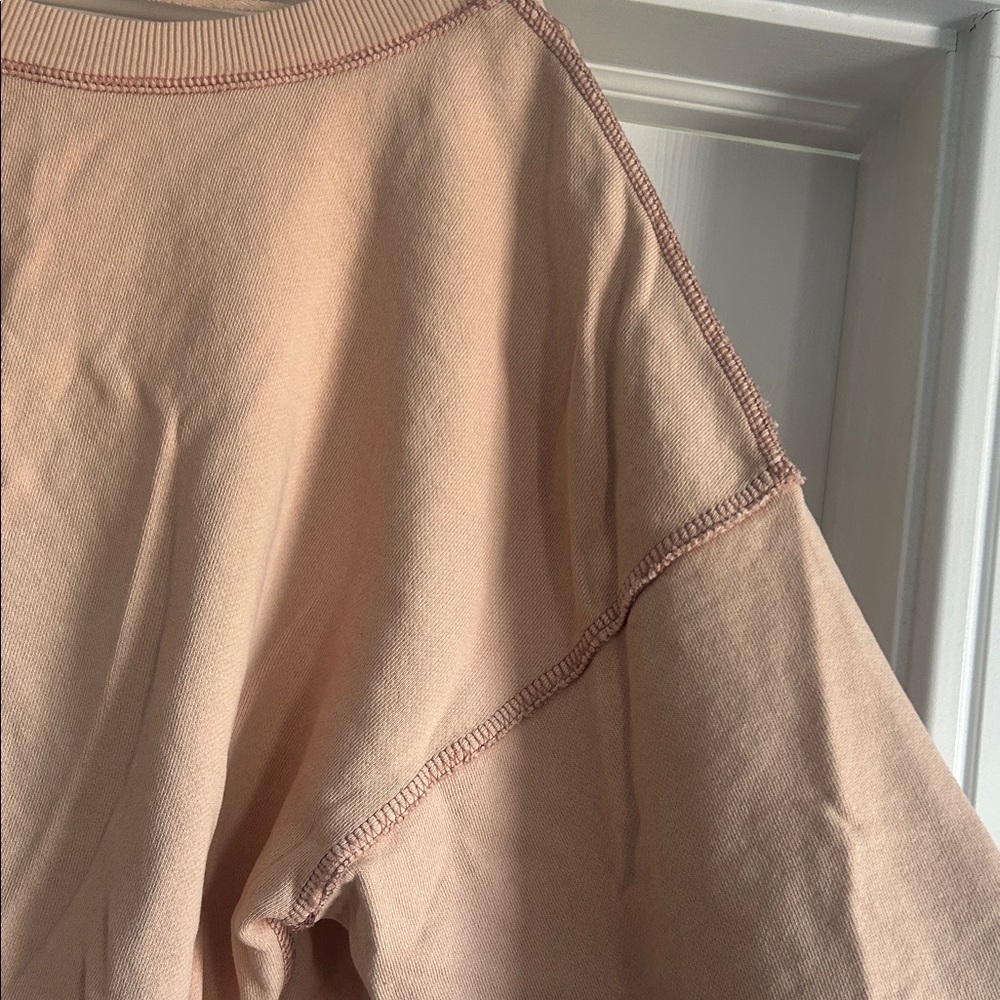 Free People Blush pink Crew Neck Sweatshirt with balloon sleeves. - Picture 11 of 16